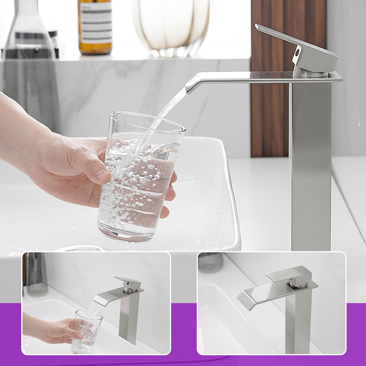 Brushed Nickel Single Handle Vessel Sink Faucet with Drain Kit