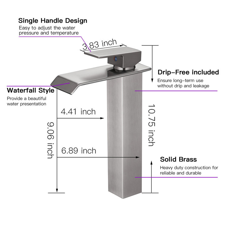 Brushed Nickel Single Handle Vessel Sink Faucet with Drain Kit