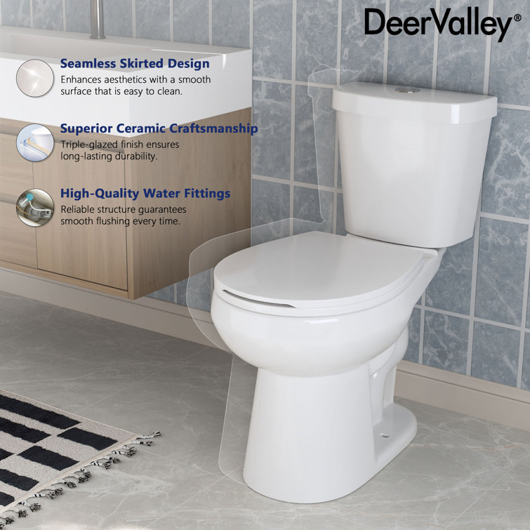 White Round Dual Flush High Efficiency Two-Piece Toilet