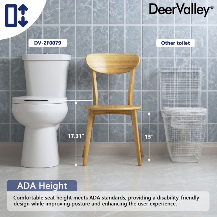White Round Dual Flush High Efficiency Two-Piece Toilet