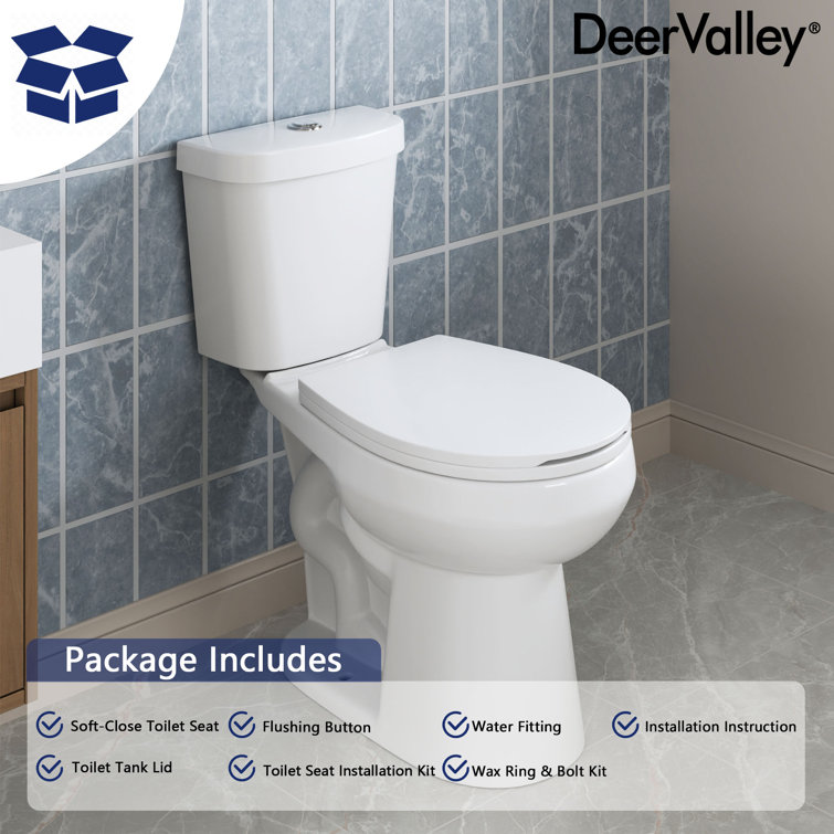 White Round Dual Flush High Efficiency Two-Piece Toilet