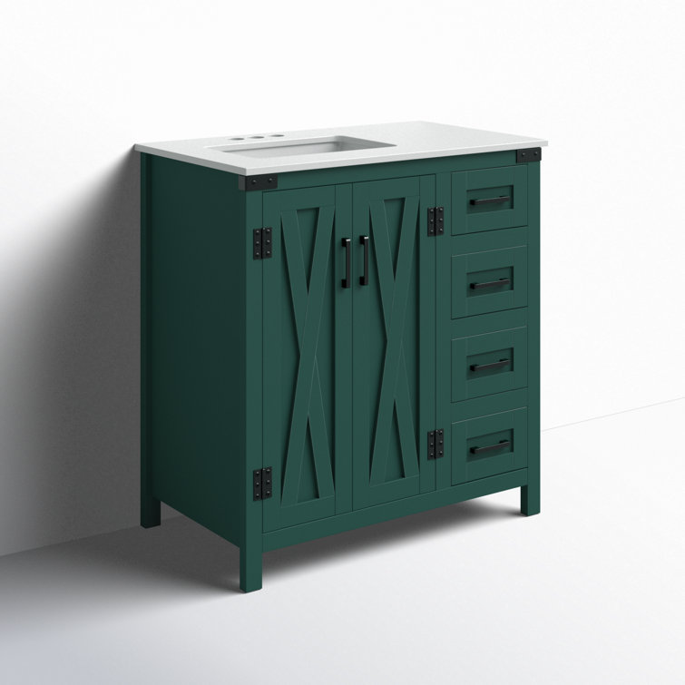 Slayton 32'' Green Oak Freestanding Single Bathroom Vanity