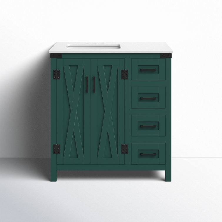 Slayton 32'' Green Oak Freestanding Single Bathroom Vanity