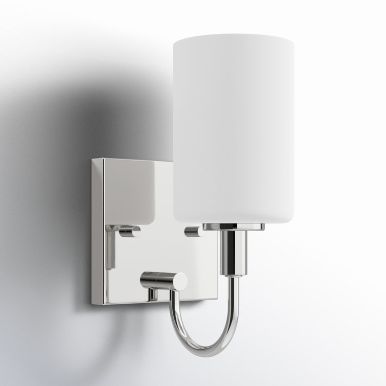 Foxdale Chrome Cylinder Vanity Wall Sconce with Etched Glass
