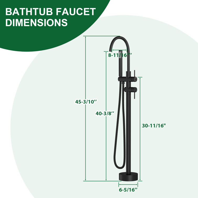 Matte Black Stainless Steel Freestanding Tub Filler with Hand Shower