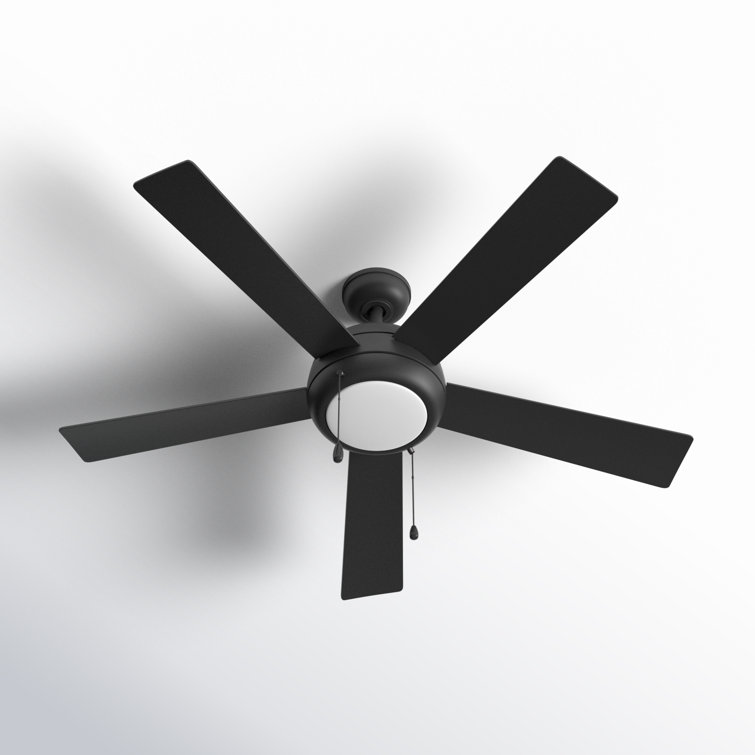 Matte Black 52'' LED Ceiling Fan with Reversible Wood Blades