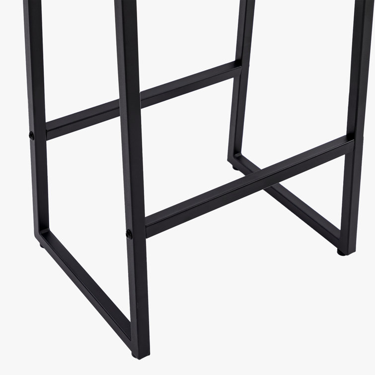 24'' Black Faux Leather Saddle Counter Height Bar Stools with Metal Frame