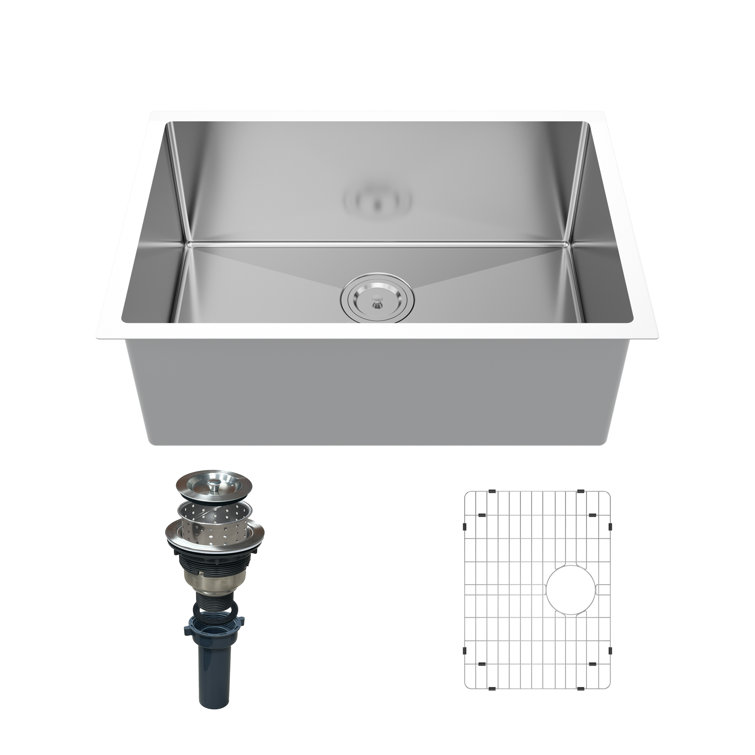 30" Brushed Stainless Steel Drop-In Single Bowl Kitchen Sink