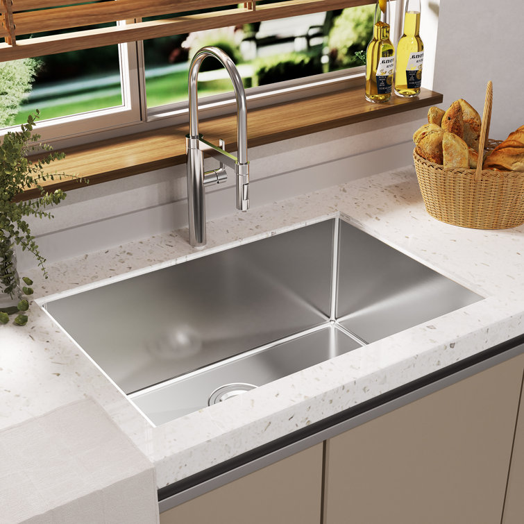 30" Brushed Stainless Steel Drop-In Single Bowl Kitchen Sink