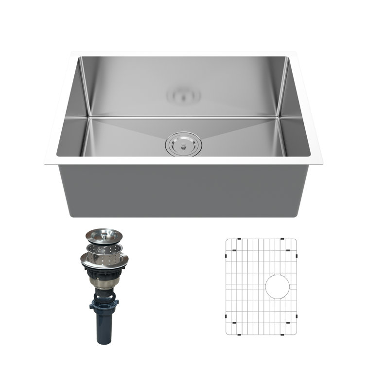 26-Inch Brushed Stainless Steel Drop-In Single Bowl Kitchen Sink