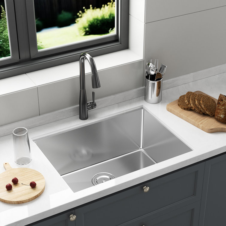 26-Inch Brushed Stainless Steel Drop-In Single Bowl Kitchen Sink