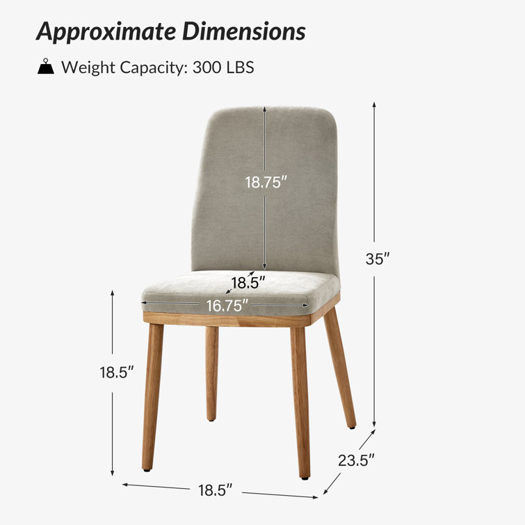 Gray Upholstered Side Chair with Natural Solid Wood Legs, Set of 2