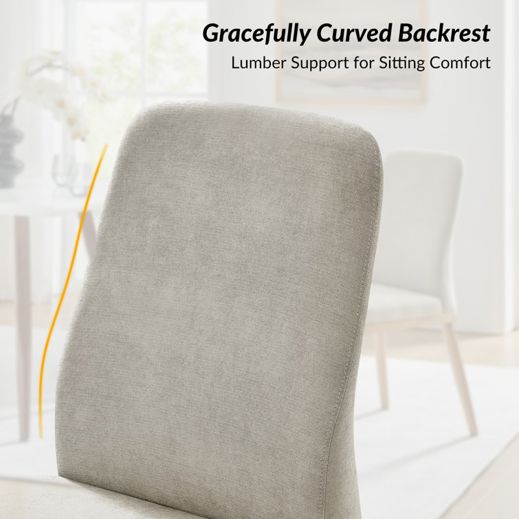 Gray Upholstered Side Chair with Natural Solid Wood Legs, Set of 2