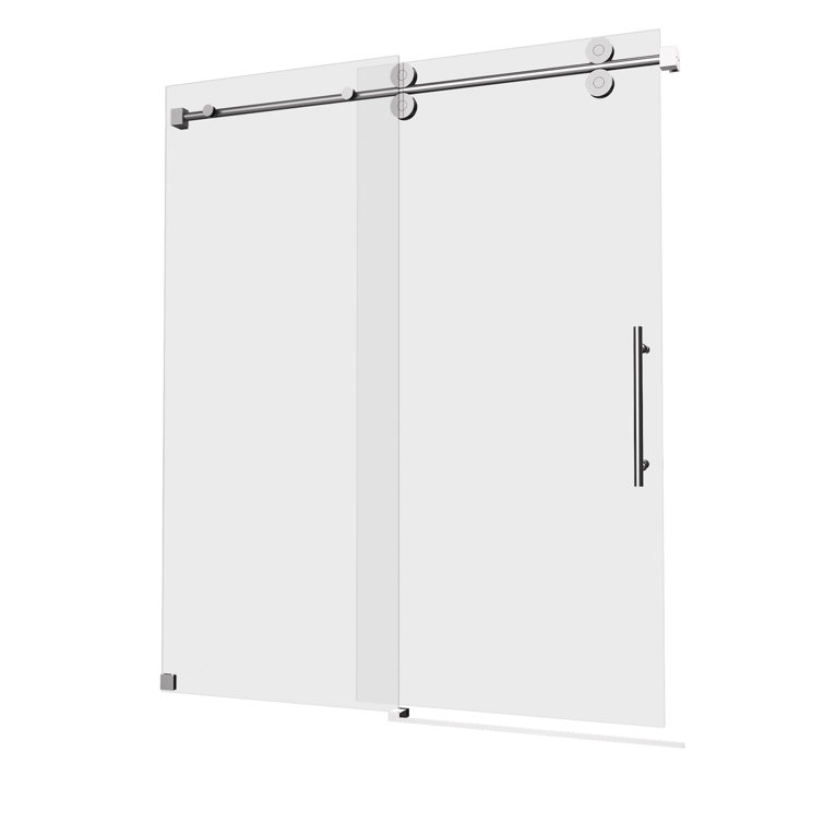 60-Inch Frameless Sliding Shower Door with Brushed Nickel Finish