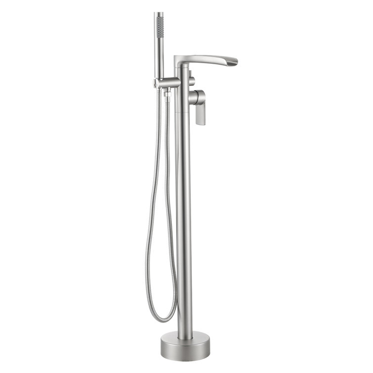 Brushed Nickel Single Handle Freestanding Tub Faucet with Hand Shower