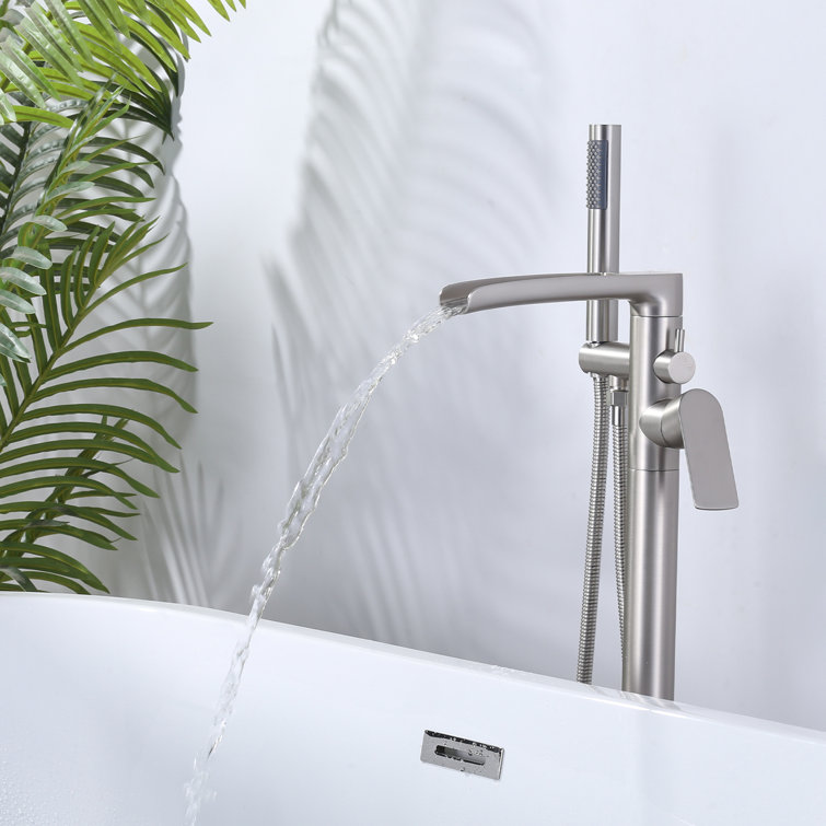 Brushed Nickel Single Handle Freestanding Tub Faucet with Hand Shower