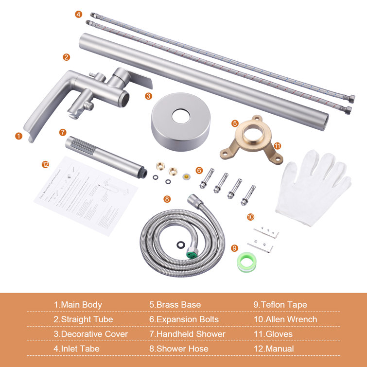 Brushed Nickel Single Handle Freestanding Tub Faucet with Hand Shower