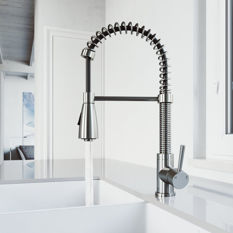 Stainless Steel Pull-Down Sprayer Kitchen Faucet with Brass Handle