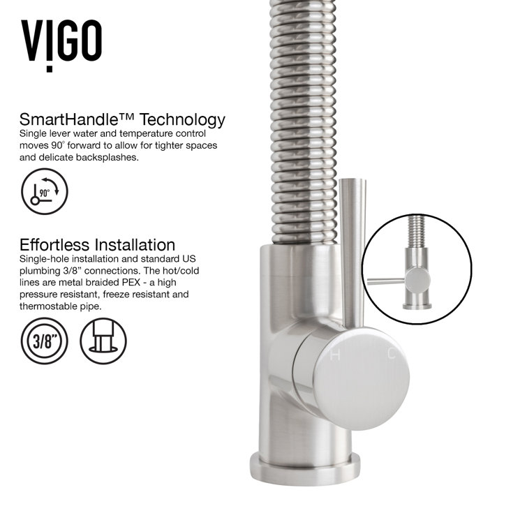 Stainless Steel Pull-Down Sprayer Kitchen Faucet with Brass Handle