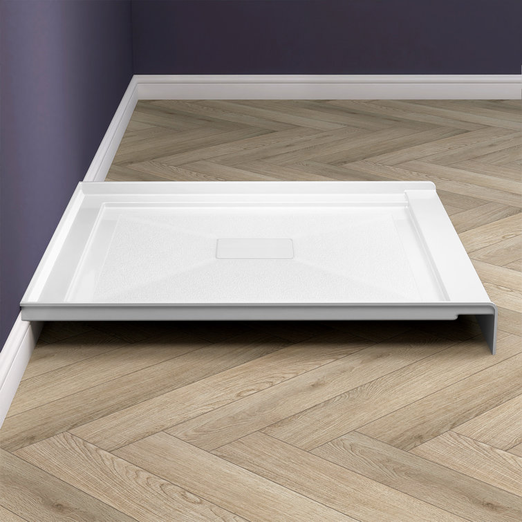 32" White Acrylic Shower Pan Base with Chrome Drain Cover