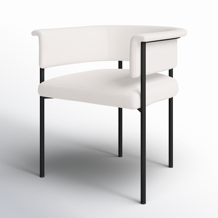 Cream Upholstered Low Back Side Chair with Metal Legs