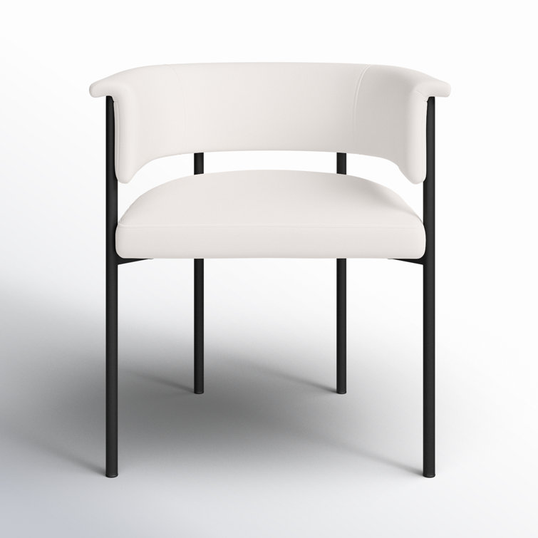 Cream Upholstered Low Back Side Chair with Metal Legs