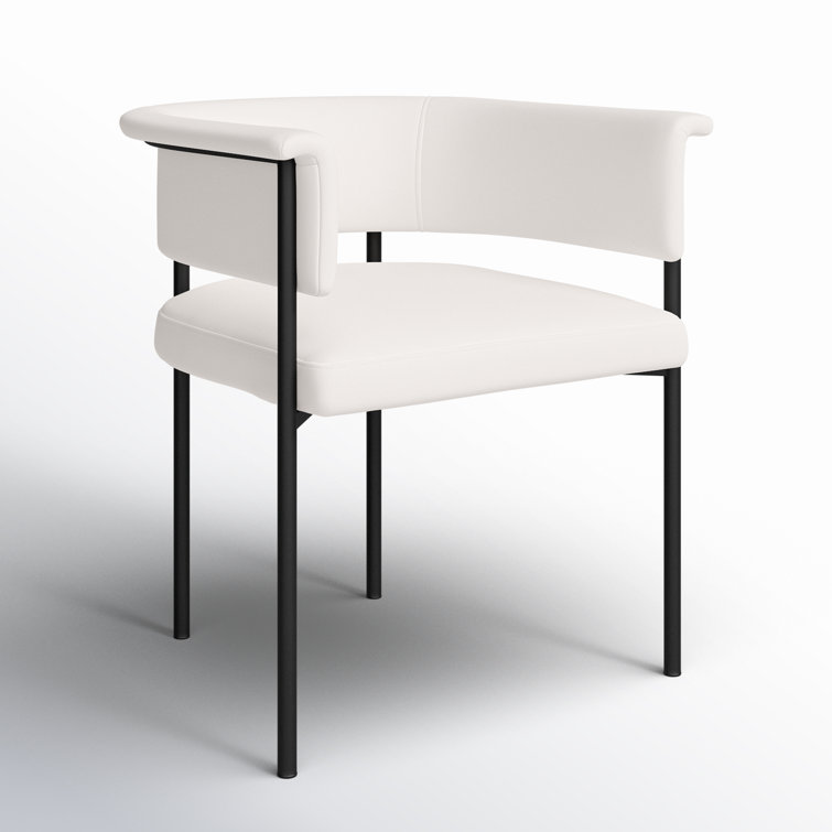 Cream Upholstered Low Back Side Chair with Metal Legs