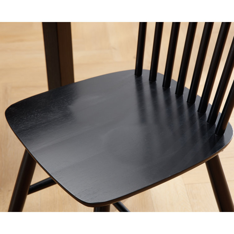 Black High Slat Back Solid Wood Windsor Side Chair
