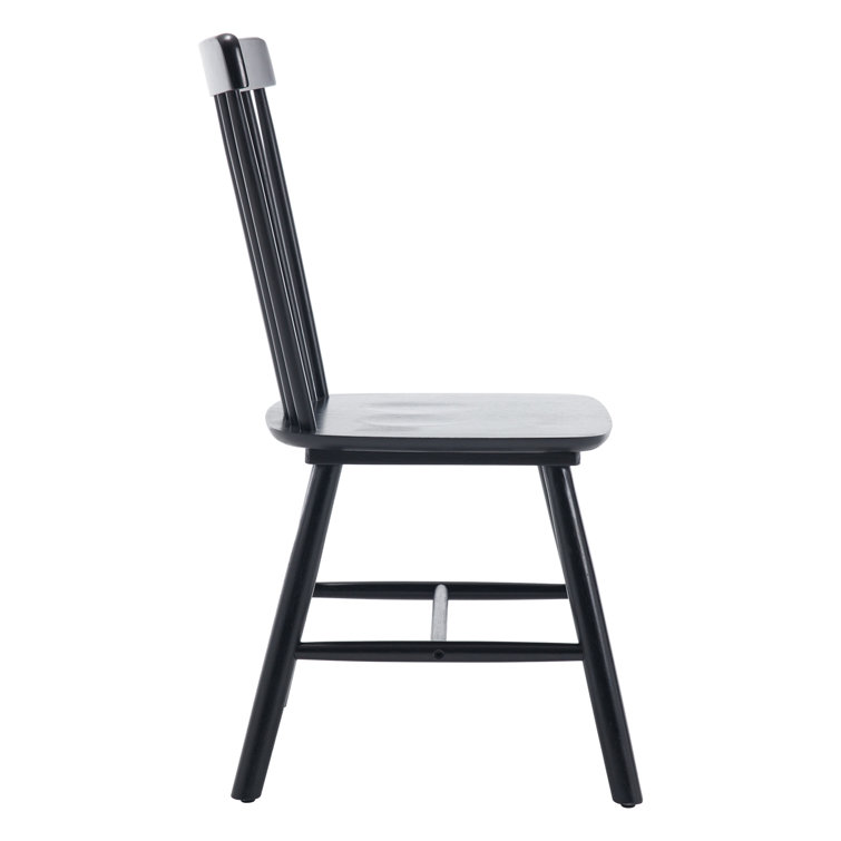 Black High Slat Back Solid Wood Windsor Side Chair