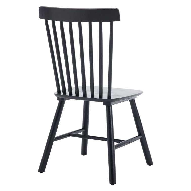 Black High Slat Back Solid Wood Windsor Side Chair
