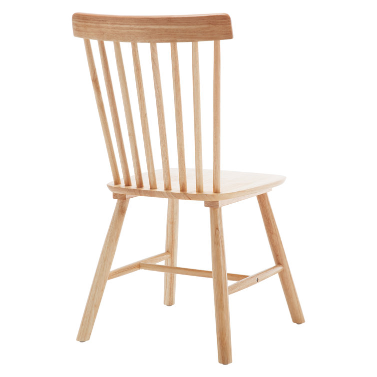Natural Wood Windsor Spindle Back Dining Chairs Set of 2