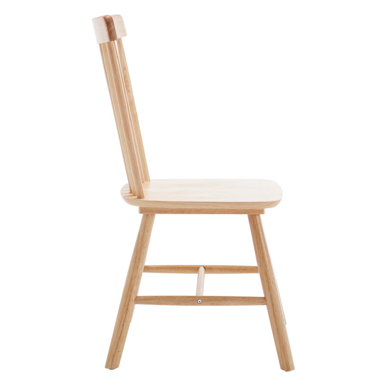 Natural Wood Windsor Spindle Back Dining Chairs Set of 2