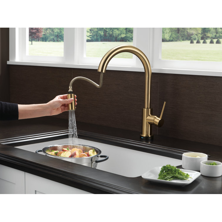 Modern Elegance Touch-Control Bronze Kitchen Sink Faucet with Pull-out Spray