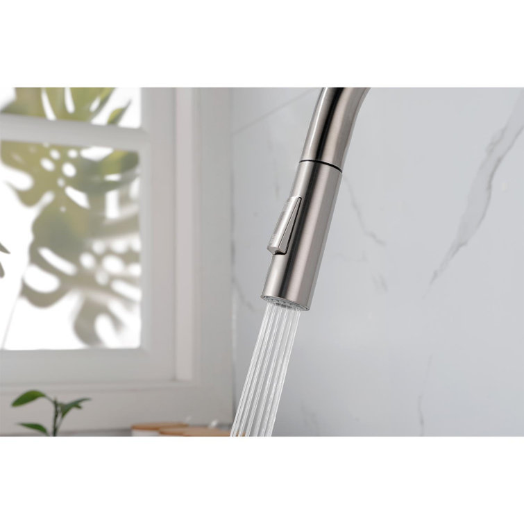 Brushed Nickel Kitchen Faucet with Pull-Out Spray