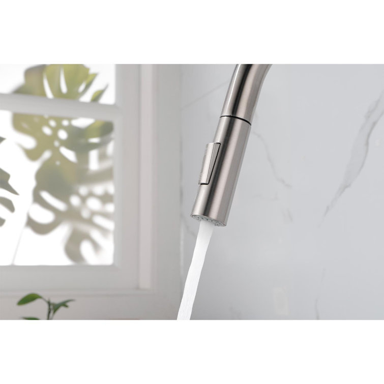Brushed Nickel Kitchen Faucet with Pull-Out Spray