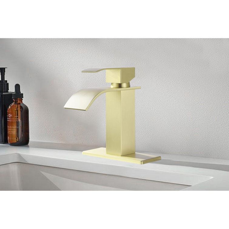 Brushed Gold Stainless Steel Single Handle Bathroom Faucet