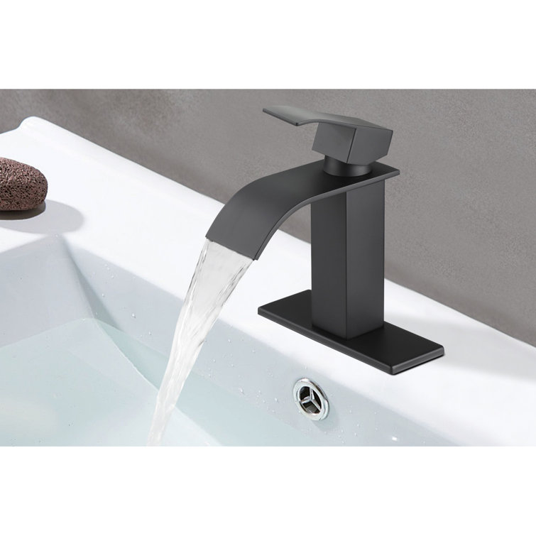 Matte Black Single Handle Waterfall Spout Bathroom Faucet