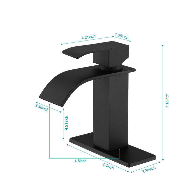 Matte Black Single Handle Waterfall Spout Bathroom Faucet