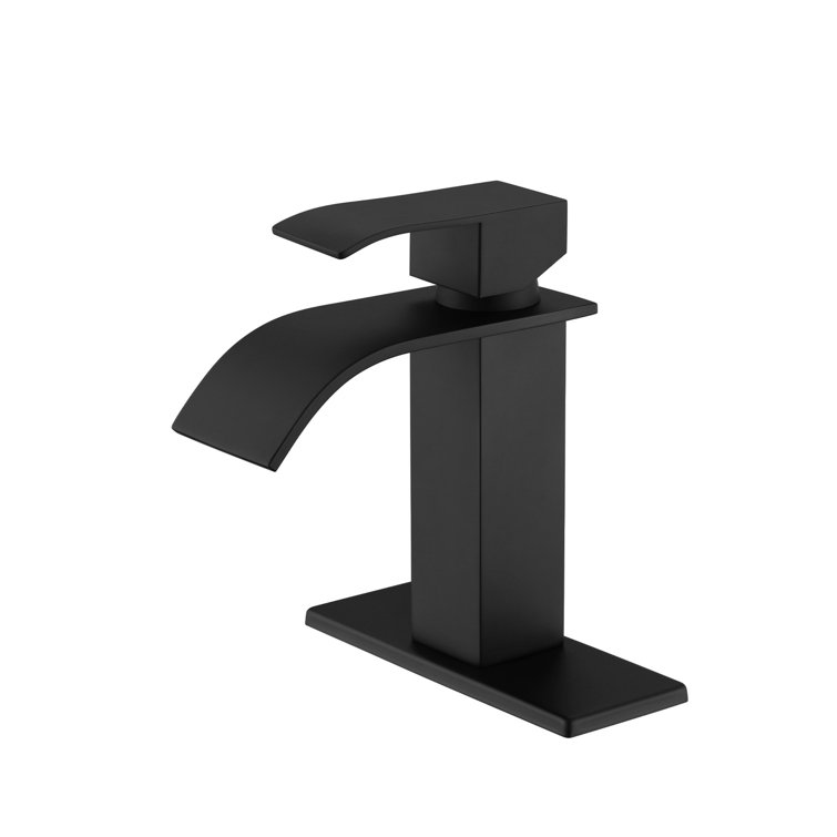 Matte Black Single Handle Waterfall Spout Bathroom Faucet