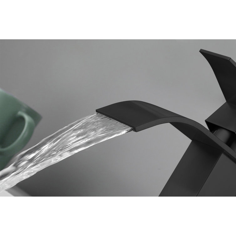 Matte Black Single Handle Waterfall Spout Bathroom Faucet