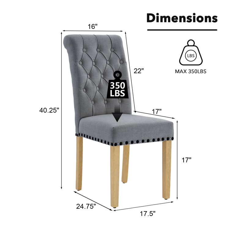 Dark Gray Linen Upholstered Tufted Parsons Side Chair Set