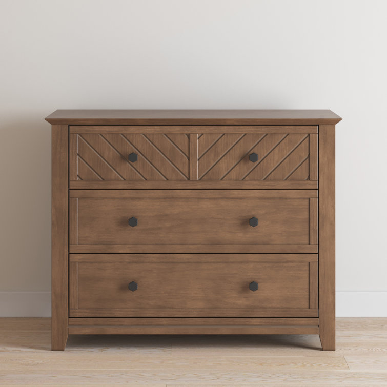 Atwood Cocoa Bean 3-Drawer Nursery Dresser with Chevron Pattern