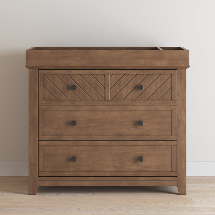 Atwood Cocoa Bean 3-Drawer Nursery Dresser with Chevron Pattern