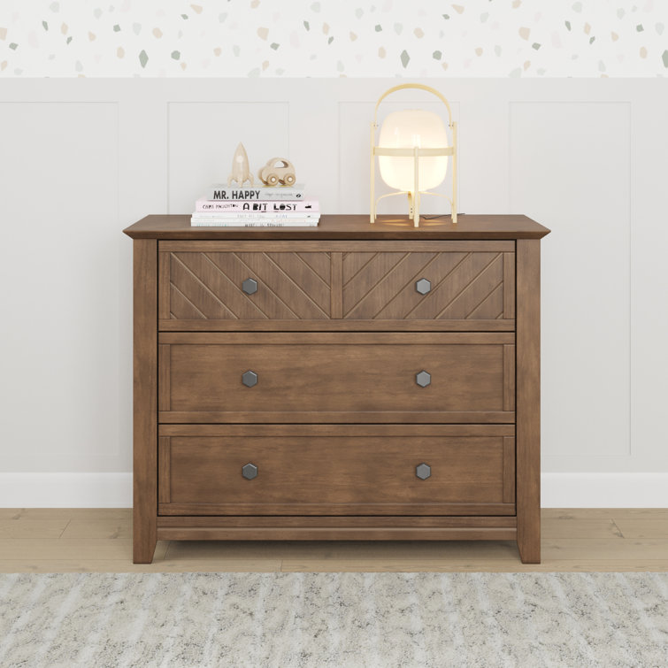 Atwood Cocoa Bean 3-Drawer Nursery Dresser with Chevron Pattern