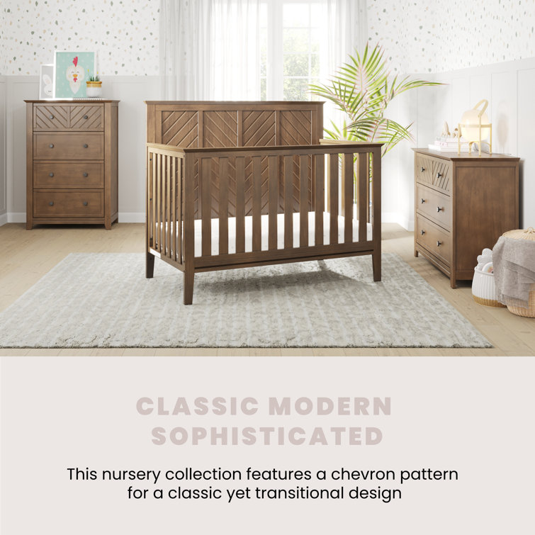 Atwood Cocoa Bean 3-Drawer Nursery Dresser with Chevron Pattern