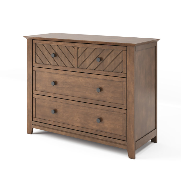Atwood Cocoa Bean 3-Drawer Nursery Dresser with Chevron Pattern