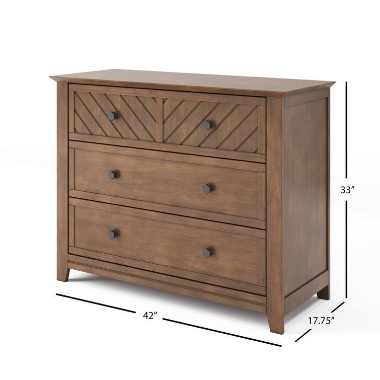 Atwood Cocoa Bean 3-Drawer Nursery Dresser with Chevron Pattern