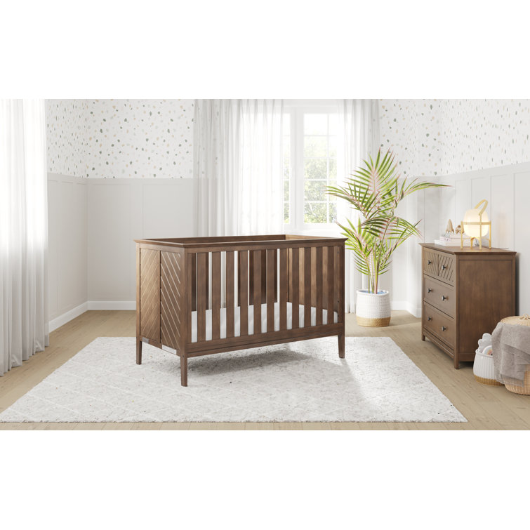 Atwood Cocoa Bean 3-Drawer Nursery Dresser with Chevron Pattern