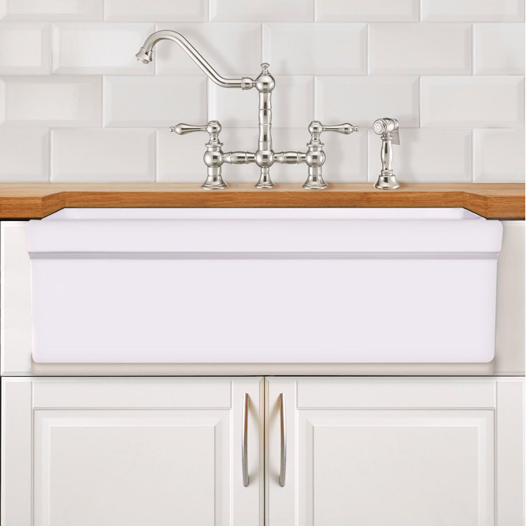 White 36" Fireclay Reversible Single Bowl Farmhouse Sink