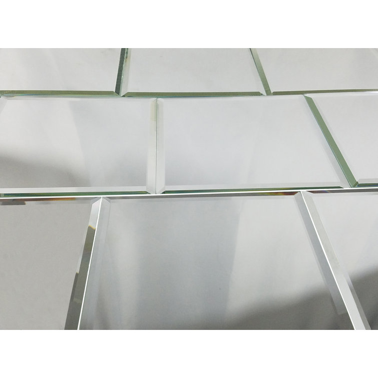 Silver Beveled Glass Mirror 8x8 Peel and Stick Wall Tile